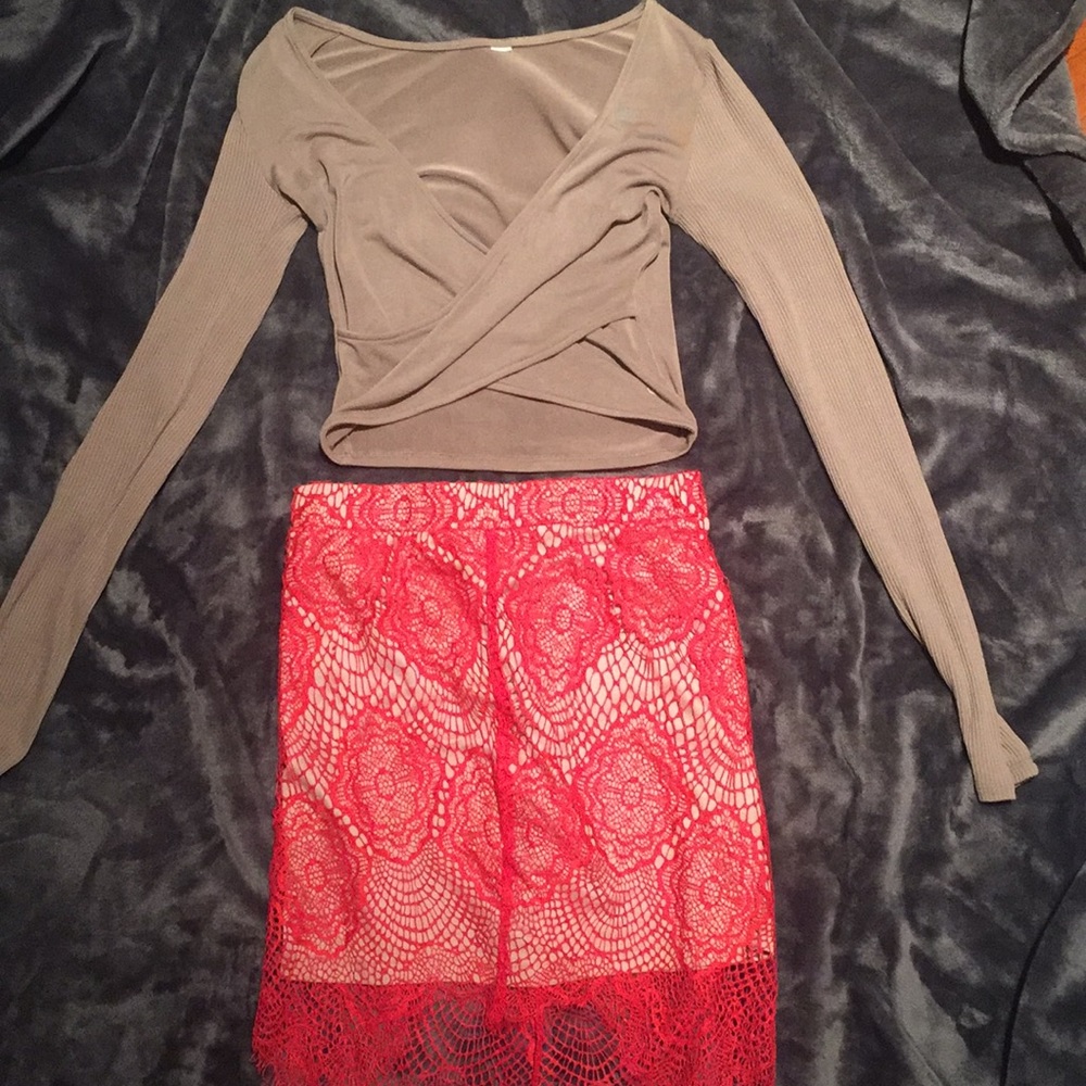 AKIRA Chicago lace overlay skirt